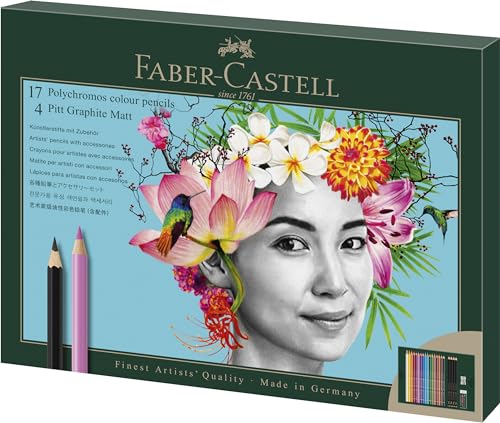 Faber-Castell Polychromos & Pitt Graphite Matte Gift Set, 23 Pieces - style: 23 Count