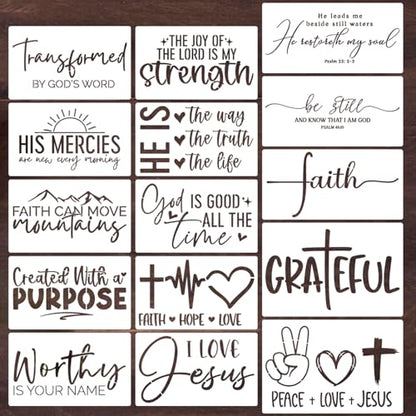 Christian Stencils for Crafts Reusable Inspirational Stencils | Bible Stencils for Canvas Bag Faith Motivational Stencil for Wood Sign Fabrics DIY Crafts Decor - style: Christian