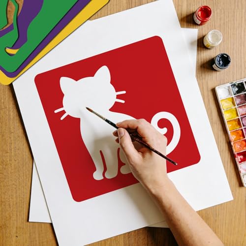 CUTHOLLOW Animals Fruit Plant Stencils, 24PCS 8-Inch Reusable Plastic | 24PCS 8-Inch Animals, Fruit & Plant Shapes, Reusable Washable Plastic, Painting, Crafts, Wall Art & Sidewalk Chalk - style: 25pcs-Animals