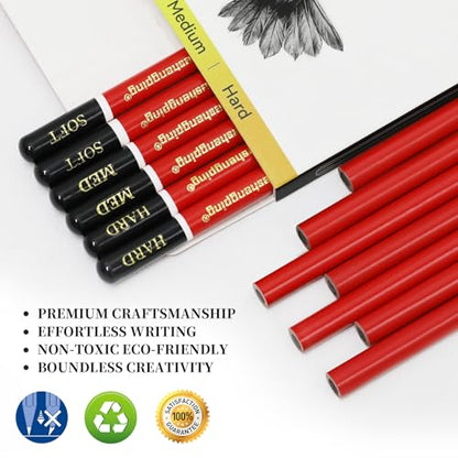 Heshengping Professional Charcoal Pencils Drawing Set -12 Pieces Soft, Medium Hard Charcoal Pencils for Drawing Sketching Shading Artist Pencils for Beginners Artists - style: 12 Pack Sketching Charcoal Pencils