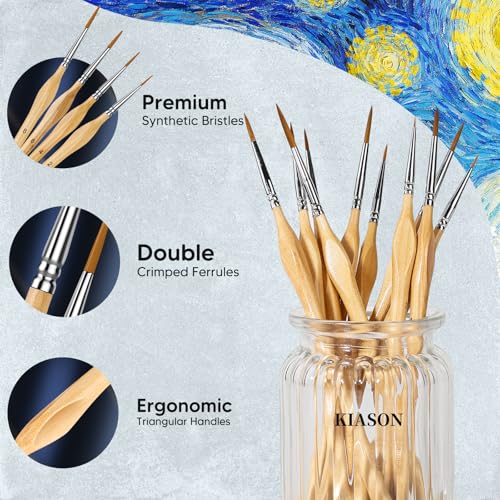 5PC Miniature Detail Paint Brushes Set for Fine Detailing, Wood - color: Wood, size: 5
