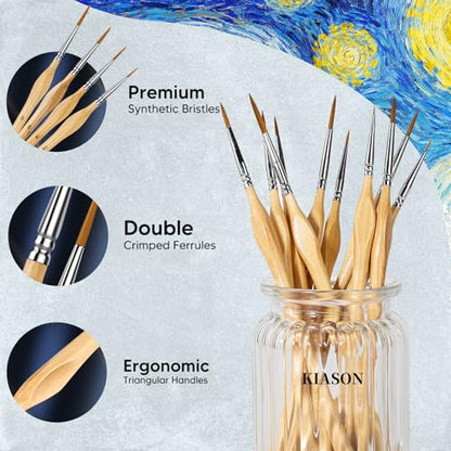 5PC Miniature Detail Paint Brushes Set for Fine Detailing, Wood - color: Wood, size: 5