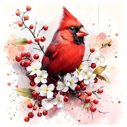 CRZMODE Cardinal Paint by Numbers Kit for Adults, Cardinal Paint by Numbers for Adults, Acrylic Painting Crafts for Home Decor Gift (16x16inch) - color: Cardina(16X16")