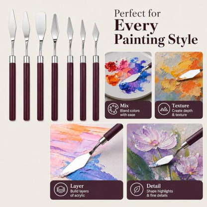 7 Pcs Palette Knife Set, Painting Spatula Tools for Acrylic Oil Art Mixing