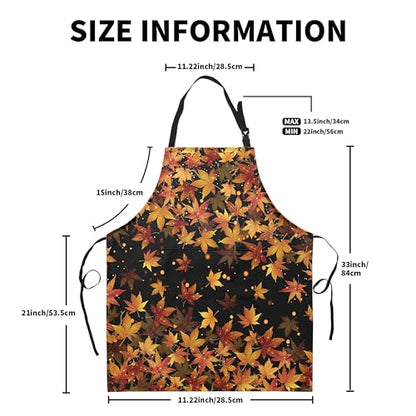 Fall Aprons for Adults Women Men Golden Red Maple Leaves Apron with Pockets Adjustable Strap Kitchen Chef Apron Black Cooking Apron for Cooking Barbecue Crafting Sewing - color: Fall Maple Leaves