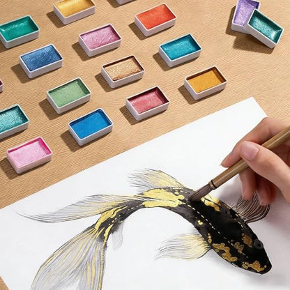 20Pcs Watercolor Full Pans Empty with Magnetic Stripe,Plastic Palette Tins - color: 20 Full Pans