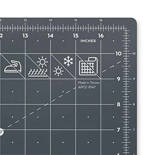 Arteza Self Healing Rotary Cutting Mat, 12"x18" with Grid & Non Slip Surface for Fabric, Paper, Vinyl, Plastic, Eco Friendly, Durable & Flexible, Great for Crafts, Quilting, Sewing, Scrapbooking - size: 12"L x 12"W