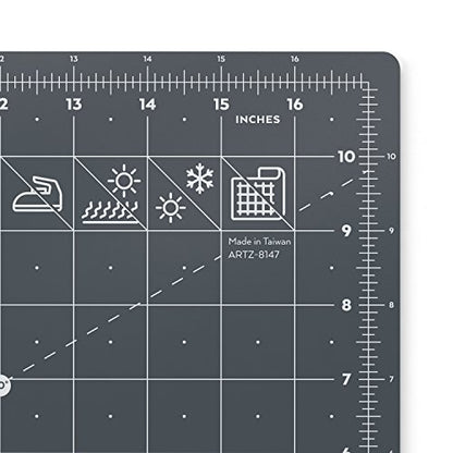 Arteza Self Healing Rotary Cutting Mat, 12"x18" with Grid & Non Slip Surface for Fabric, Paper, Vinyl, Plastic, Eco Friendly, Durable & Flexible, Great for Crafts, Quilting, Sewing, Scrapbooking - size: 12"L x 12"W