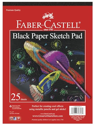 Faber-Castell Black Paper Pad 9" X 12" 25 sheets - size: 9" x 12", style: Black Paper Pad