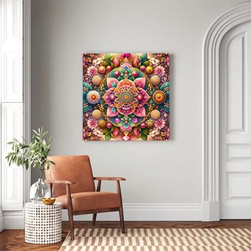EIBEILI Diamond Art Kits for Adults Mandala Flower Diamond Painting Kits | Round Drill Mandala Diamond Painting for Adults DIY Rhinestone 5D Diamond dots(Gemstone Craft)Home Wall Art Gift 12x16IN - color: DP03797