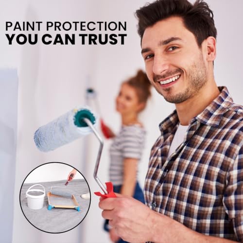 Silver Canvas Drop Cloth (6 x 9 Feet - Pack of 2) - Recycled Cotton Painters Drop Cloth for Painting, Furniture & Floor Protection - All Purpose Canvas tarp with Double Stitched Edges - size: 6' x 9' - Pack of 2