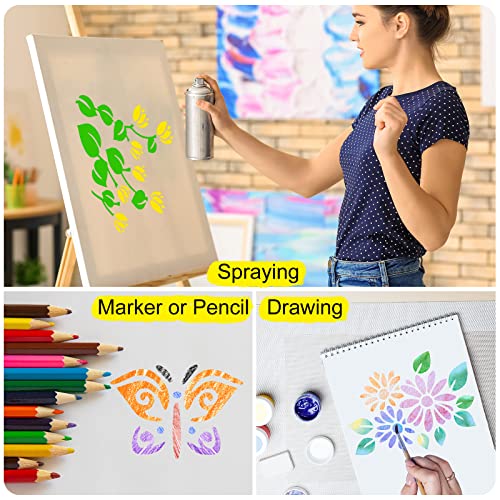 Marspark 72 Pcs Small Flowering Plants Stencils for Crafts Reusable, 3 Inch - style: Flowering Plants