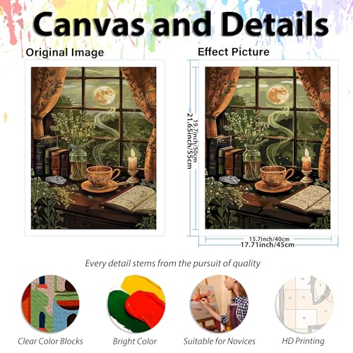 Night Paint by Numbers Kit for Adults, Paint by Number for Adults 16x20 in - color: Window