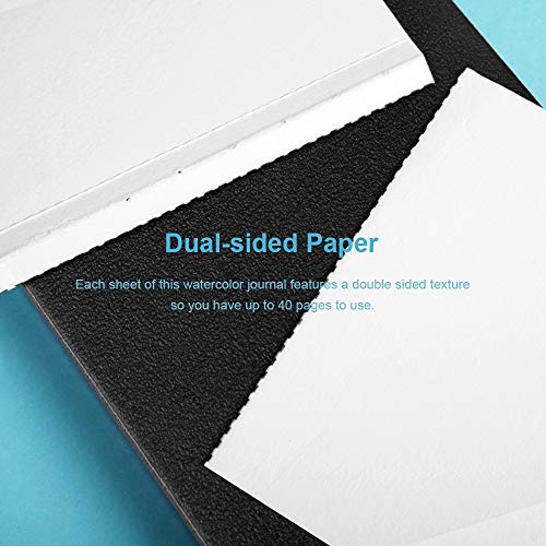 Paul Rubens Watercolor Journal, 100% Cotton 140 lb (300 GSM) Hot Pressed Watercolor Paper, 20 Sheets Sized 3.8’’ x 5.2’’ Travel Art Journal for Beginners and Experienced Painters (Black) - color: Black Cover-Journal, size: 3.8" x 5.2"