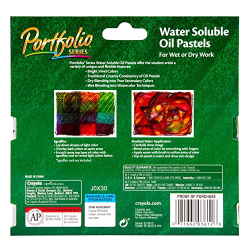 Crayola Oil Pastels Portfolio Series, Water Soluble, Colors may vary, 12 Count (52-3612)