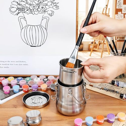2 Pcs Stainless Steel Paint Brush Cleaner Set, Oil Paint Brush Washer