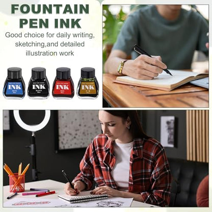 PATIKIL Fountain Pen Ink Bright Blue, 30ml Calligraphy Pen Bottled Ink Non-Carbon Colorful Smooth Flow Color Dip Drawing Set Art Supplies for Writing Painting Journaling - color: Bright Blue
