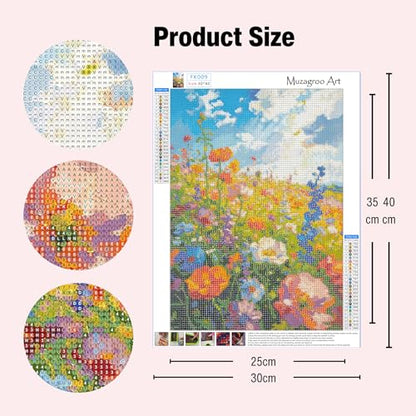 Muzagroo Art 5D Diamond Paintings Kits for Adults Round Full Drill Flowers Diamonds Art Kits for Beginners Diamond Art Paintings Gem Art Kits Diamond Dots Kits 30x40cm (Flowers) - color: Flowers