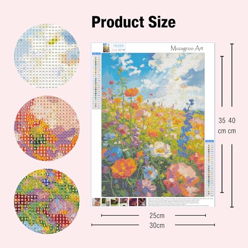 Muzagroo Art 5D Diamond Paintings Kits for Adults Round Full Drill Flowers Diamonds Art Kits for Beginners Diamond Art Paintings Gem Art Kits Diamond Dots Kits 30x40cm (Flowers) - color: Flowers
