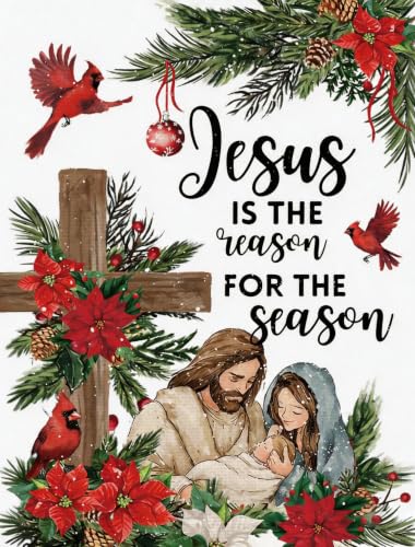 Christian Christmas Diamond Painting Kits for Adults, Jesus Nativity Cross Diamond Art Kits for Beginners, Religious Holiday DIY Full Drill Diamond Dots Gem Painting Art Craft Home Decor 12 x16 Inch - color: DPS092