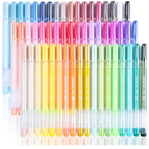 54 Colored Multifunctional Gel Pen Set, Medium Point Glitter Gel Pens, Art Acrylic Paint Markers for Drawing, Coloring Books, Rock Painting, Bold and Bright Coloring Kit - color: 54 Colors
