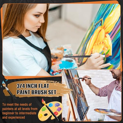 Zonon 10 Pcs 3/4 Inch Flat Paint Brushes Acrylic Painting Craft,Brown - color: Black