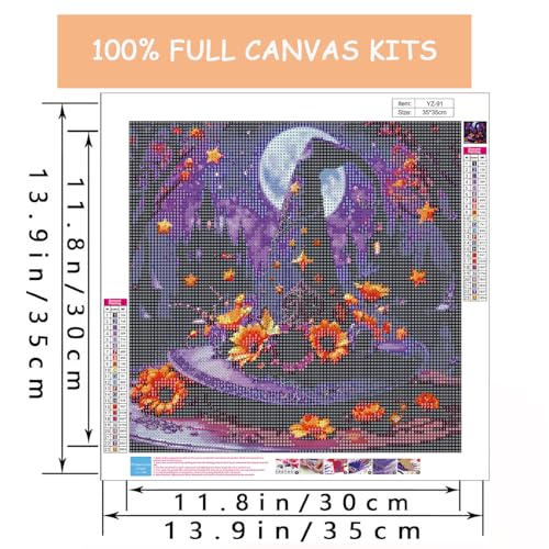 5D Full Drill Witch Hat Diamond Art Painting Kits for Adults Beginners - color: YZ-91-01