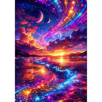 MAXBYE Diamond Art Kits for Adults, River of Light Bedazzling Dot Painting for Adults，5D Full Drill Gem Art Painting Kit, Easy DIY Craft for Stress Relief 12x16in - color: ZD063