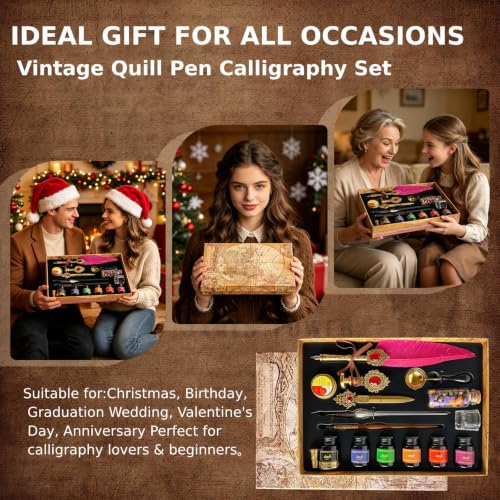 Calligraphy Pens Set,16PCS Wax Seal Gift Kit(Burgundy) - color: Burgundy