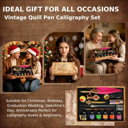 Calligraphy Pens Set,16PCS Wax Seal Gift Kit(Burgundy) - color: Burgundy