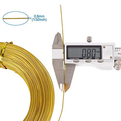 PandaHall 984 Feet Aluminum Wire 20 Gauge Flexible Metal Craft Wire for DIY Manual Arts Jewelry Making(Gold)