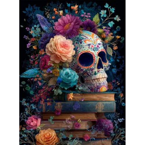 KICHANG Skull Diamond Art Kits for Adult Diamond Painting Kit for Beginner | Skeleton 5D DIY Diamond Dots Full Drill Crafts for Gem Art Dot Art for Adults Home Wall Decor for Teens Boys Girls 12x16 inch - color: DP04442