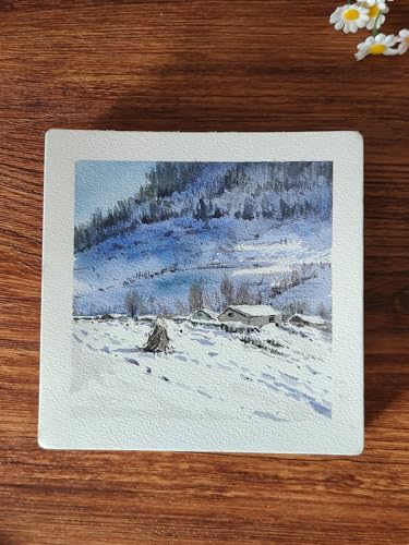 FLUNBRATO Watercolor Paper Pad, 60 Sheets, 6.5 x 6.5 in, Cold Press 100% Cotton, 140LB/300GSM Acid-Free Square Art Pad, Two-Edge Glued, for Gouache, Ink and Mixed Media - size: 6.5 x 6.5 in