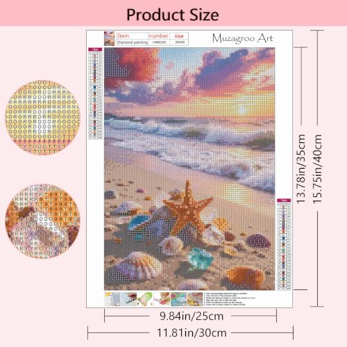Muzagroo Art 5D Diamond Paintings Kits for Adults Round Full Drill Beach Diamonds Art Kits for Beginners Diamond Art Paintings Gem Art Kits Diamond Dots Kits 30x40cm (Beach) - color: Beach