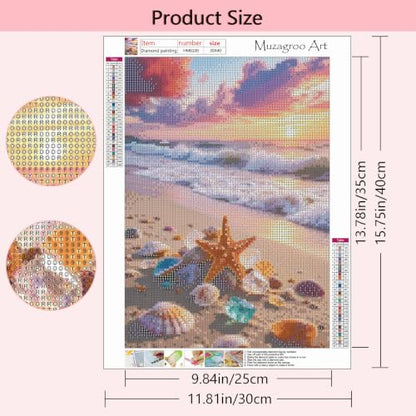 Muzagroo Art 5D Diamond Paintings Kits for Adults Round Full Drill Beach Diamonds Art Kits for Beginners Diamond Art Paintings Gem Art Kits Diamond Dots Kits 30x40cm (Beach) - color: Beach