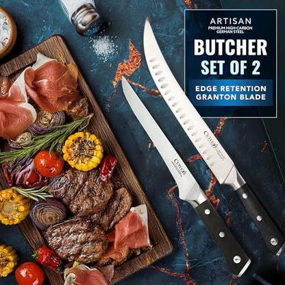 Cutluxe Butcher Carving Set, Cimeter Breaking & Boning Knife for Meat - size: 2-Piece Set (Cimeter & Boning)