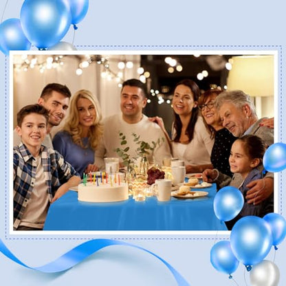 Goodluck 54 Inch X 300 Feet Plastic Table Cloths with Cutter Box, Blue Disposable Table Cover Roll, Plastic Tablecloth for Party, Banquet, Wedding, Birthday, Anniversary - color: Blue, size: 15.4" x 5.5" (Rectangular)