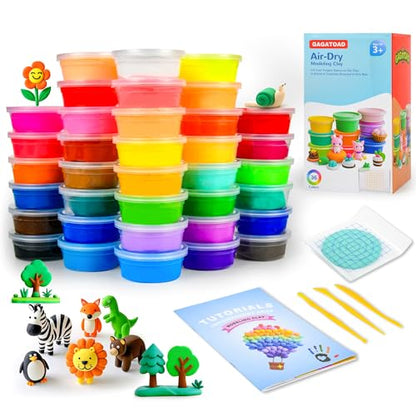 GAGATOAD air Dry Clay for Kids 36Colors with Guide Book Ultra Light Air Dry Clay Kit with Pressing Board Modeling Clay Plastic Tools, for Boys and Girls Age 3-12 Year Old Gift Toy Clay Art Crafts