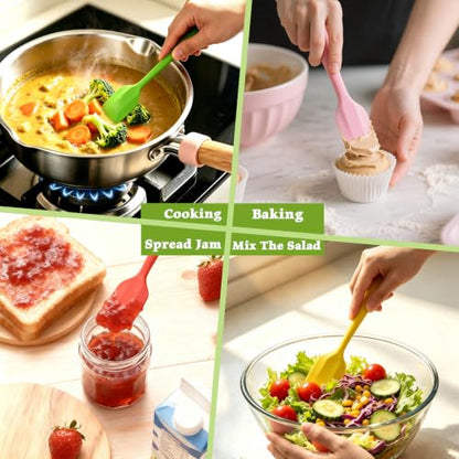 Silicone Spatula, 8.5 inch Rubber Spatula Heat Resistant One Piece Design Non-Stick Flexible Kitchen Scrapers with Stainless Steel Core for Baking, Mixing, Cooking (5-piece)