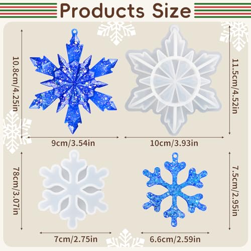Resin Snowflake Molds, Set of 8 Sizes Snowflake Casting Molds - color: 8 Pcs Snowflake Silicone Mold
