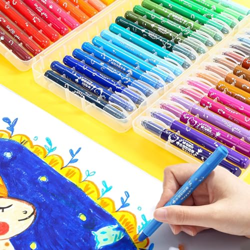 M&G Washable Tempera Paint Sticks, 48 colors Solid Tempera Paint Set with 1 paint brush for artists, Super Quick Drying, Works Great on Paper Wood Glass Ceramic Canvas - color: 48 colors