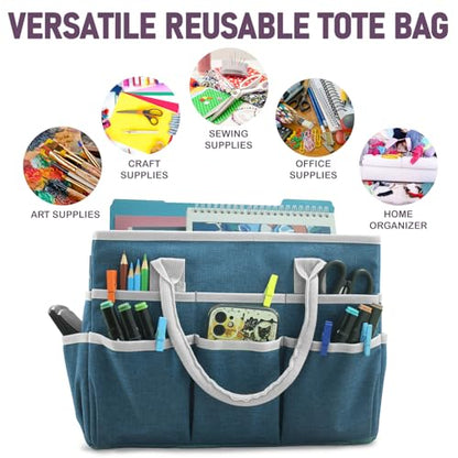 Cupohus Craft Organizer Tote Bag, Dark Green Sewing Bag for Art - color: DarkGreen