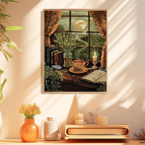 Night Paint by Numbers Kit for Adults, Paint by Number for Adults 16x20 in - color: Window