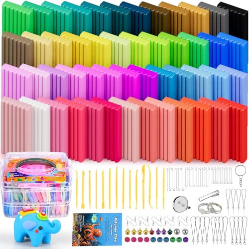 Ixiaoyoo 51 Colors Polymer Clay, Oven Bake DIY Modeling Clay for Kids | Easy to Shape, Non-Sticky, Model Clay Toys with Sculpting Tools, Art Supply for School Project, Home Decor, Gift for Artists - color: 51 Colors