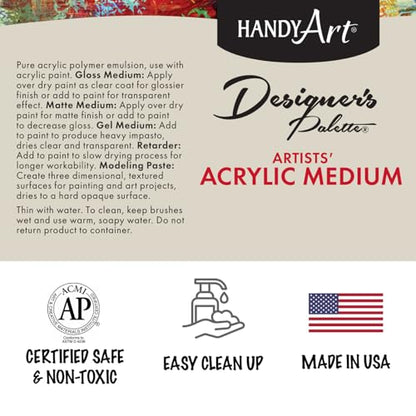 Handy Art Acrylic Gloss Medium, 32 oz, Transparent Gloss Clear Coat | Enhances Flow, Reduce Viscosity for Glazing, Pouring, Acrylic Painting & Blending, Certified Safe & AP Non-Toxic, Made in USA - color: Gloss Medium, size: 32 Fl Oz