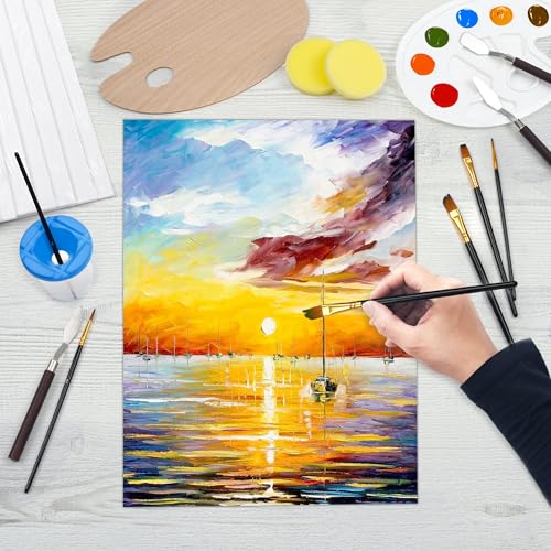 Shuttle Art Canvas Painting Kit 50-Pack, 28 Multi-Size Canvas for Painting & 22 Art Tools (Brushes, Palette, Painting Knives), Ideal Art Supplies for Acrylic Oil Gouache Painting