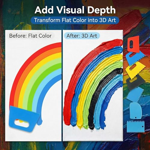 7Pcs Textured Art Supplies Kit Paint Scrapers for Drawing Artists Acrylic Painting Texture Tools Canvas Spatula Set for DIY Crafts Learning Knife Pottery Oil Painting