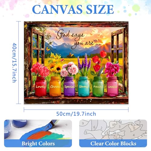 MIRCVSH Inspirational Paint by Numbers Kit for Adults,DIY Easy Unframed Scenery and Flowers Paint by Number Kits on Canvas,God Says Acrylic Oil Painting Art Crafts for Home Wall Decor 16x20 Inch. - color: MT22558