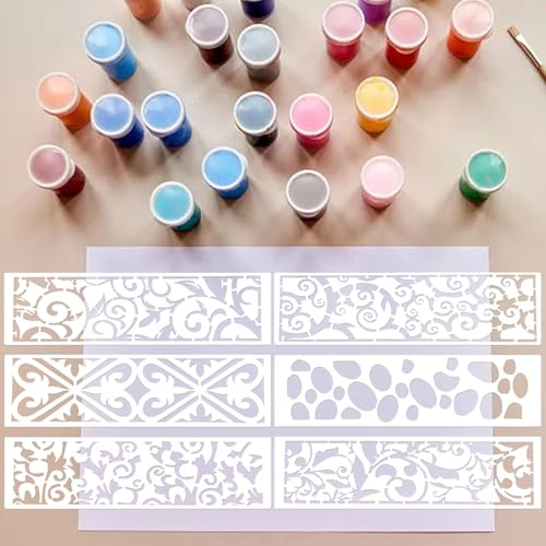 12 Pcs Border Stencils for Painting Retro Leaf Stencil Template Reusable Furniture Cake Decorative Stencils Borders for DIY Wood Craft Canvas Fabric - style: Retro Style
