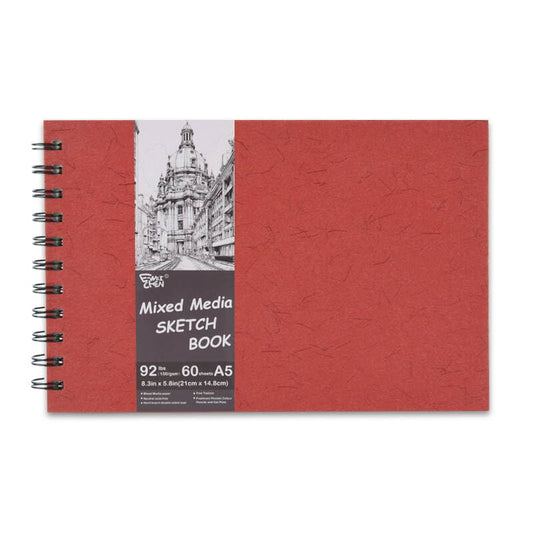 5.8" x 8.3" Mixed Media Sketch Book,Spiral Bound Hardcover Sketchbook,60 Sheets 92lb/150gsm Neutral White Acid Free Paper,Art Journal Sketchbook for Drawing Writing Sketching Illustration,Red - color: Neutral White-Red